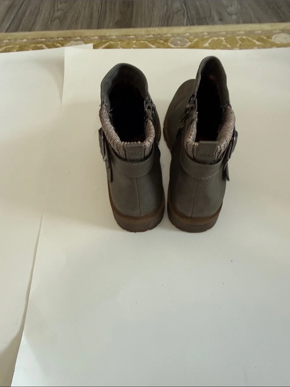 wonder nation Gray Ankle Booties with Brown Outsole